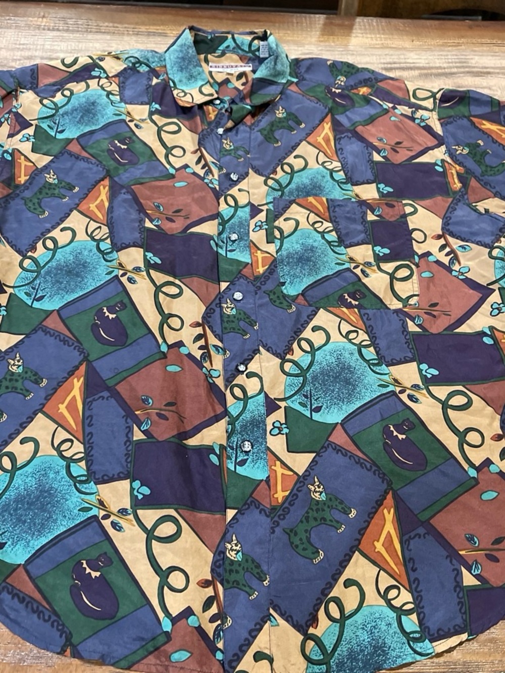Men's Multicolor Patterned Button-Up Shirt